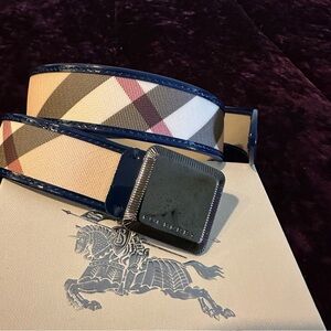 Burberry Women’s Nova Check Beige With Black Leather Classic New Un The …